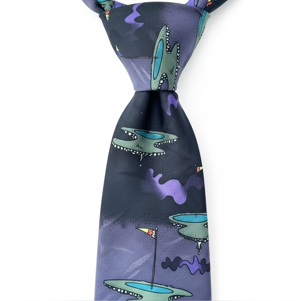 Vintage Cartoon Network George Jetson Golf Neck Tie Purple Black Multicolour